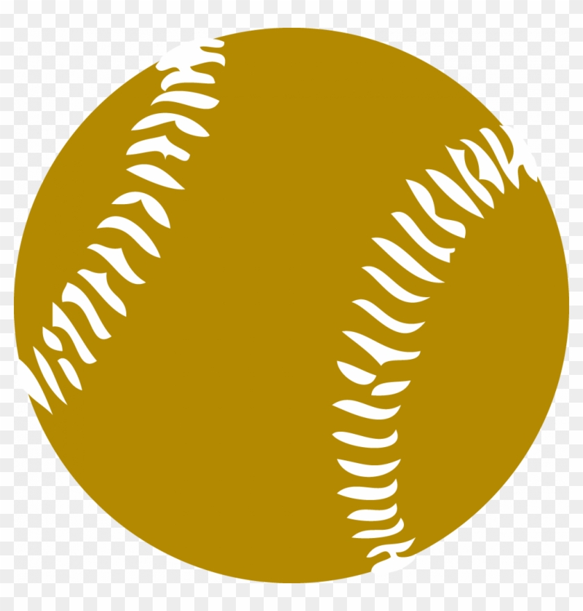 Golden softball with white stitching on transparent background