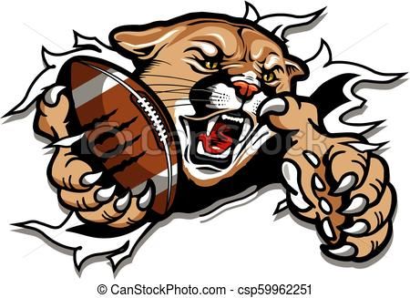 Mountain Lion Football Mascot - Dynamic Sports Illustration