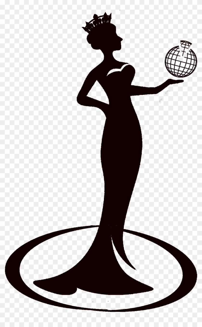 Global Beauty Queen Silhouette - Elegant Crowned Figure with Globe