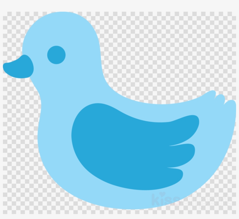 Light blue cartoon duck with darker blue wing and beak, facing left on transparent background.