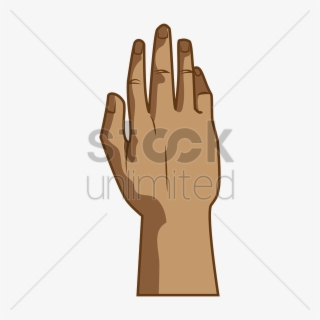 Illustration of a raised human hand with palm facing forward, skin-toned, stylized vector design.