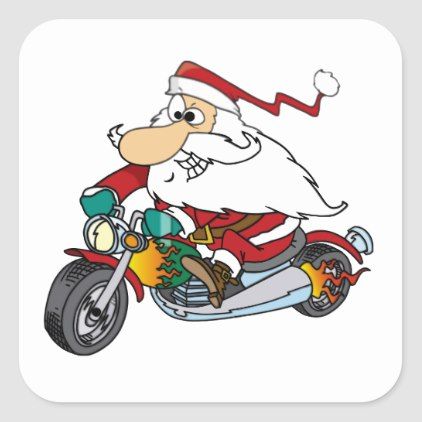 Festive Santa on Motorcycle - Fun Holiday Illustration
