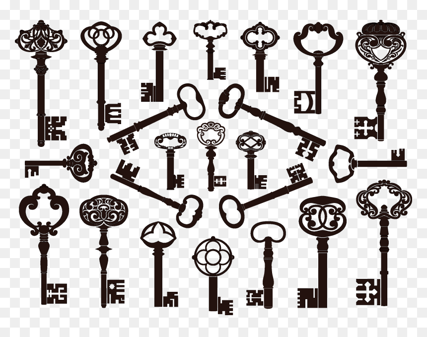 Old Key Silhouette Vectors: Antique Key Designs in 7 File Formats 