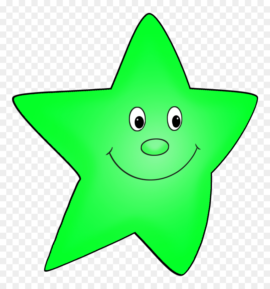 Smiling Green Star Clipart - Free Download for Kids’ Projects & Educational Use