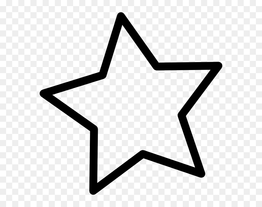 Black outline of a five-pointed star on transparent background