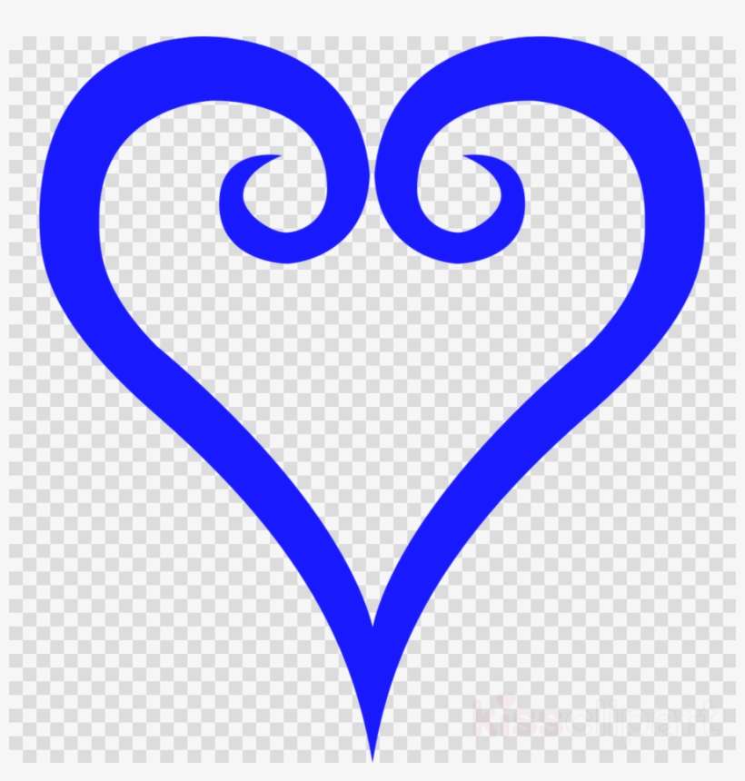 Blue stylized heart with ornate spiral top lobes on transparent background
