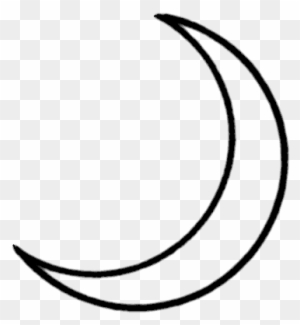 Simple black outline of a crescent moon on transparent background.