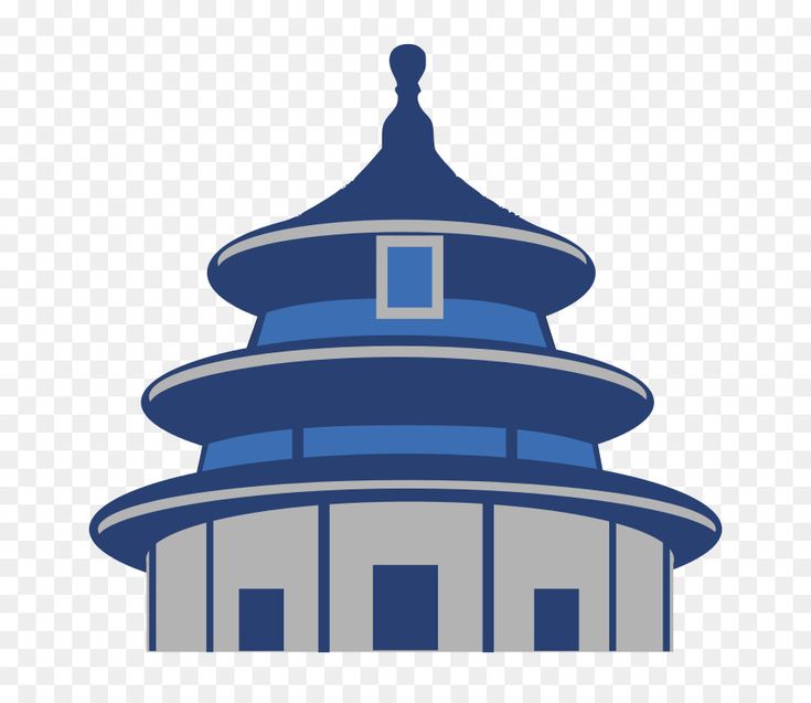 Stylized blue and gray illustration of the Temple of Heaven in Beijing, featuring its iconic triple-tiered roof and circular design.