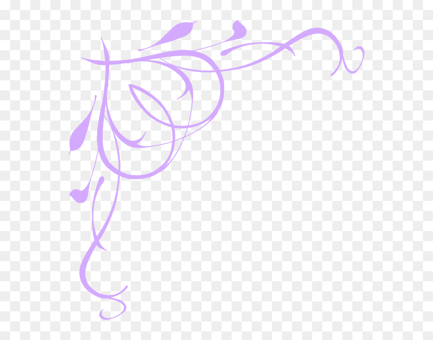 Delicate lavender floral flourish design on transparent background, suitable for elegant page corners or decorative accents.