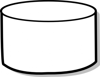Simple black outline drawing of a 3D cylinder with shading on the right side.