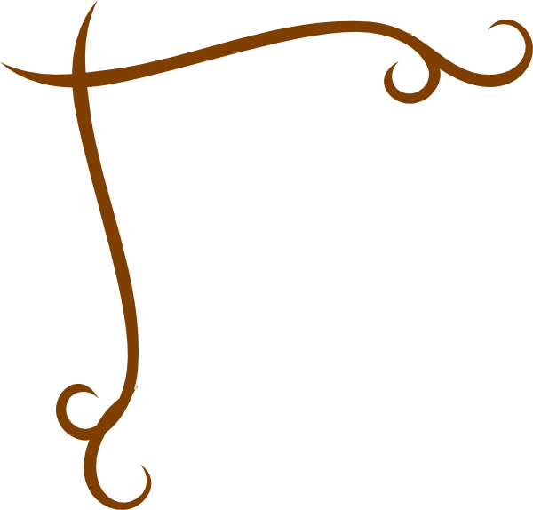 Elegant brown ornamental flourish with swirling lines and decorative curls on white background.