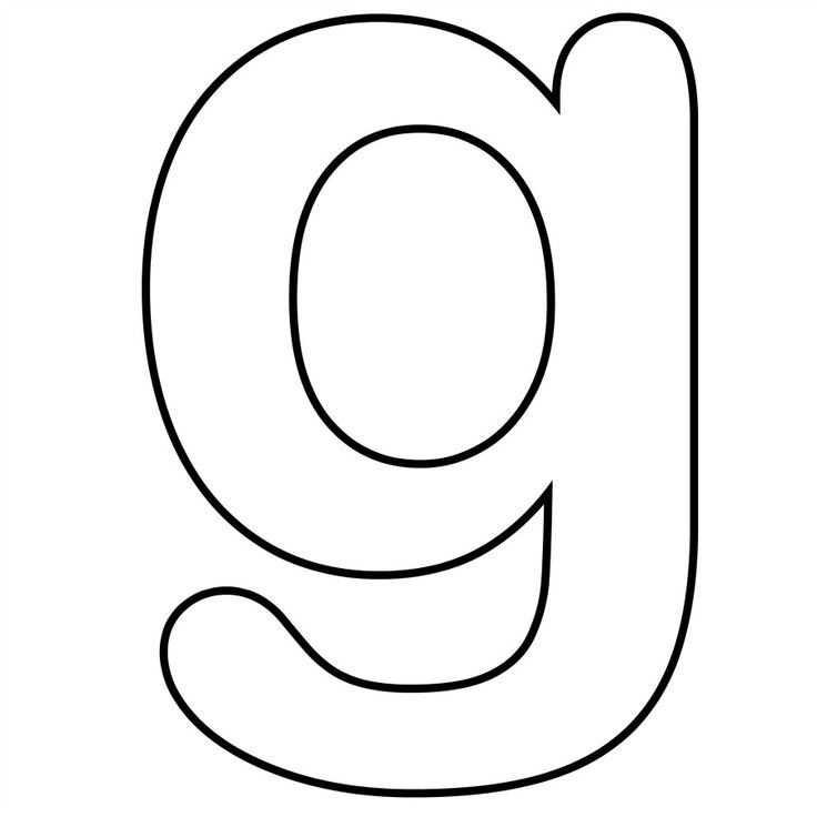 Black outline of a lowercase letter 'g' on white background, suitable for coloring or educational use.
