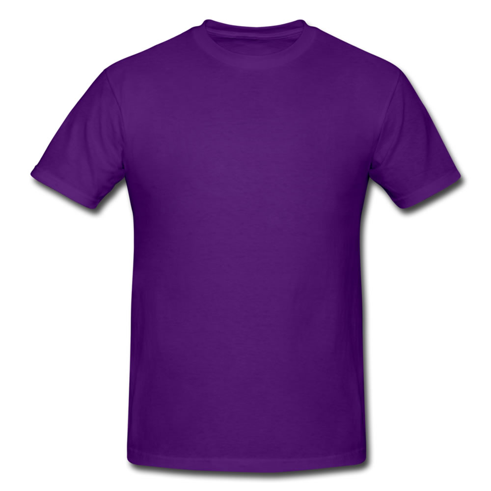 Solid purple crew-neck t-shirt displayed flat on white background, short sleeves, no graphics or logos.