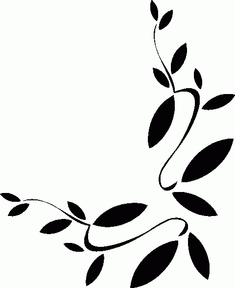 Black silhouette of elegant swirling vines with leaves, decorative corner flourish design.