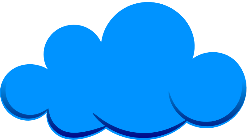Bright blue stylized cloud icon with soft rounded edges and subtle shadowing, representing cloud computing or weather services.