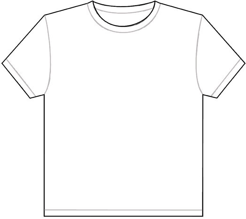Blank white crew neck t-shirt outline template for design or customization.