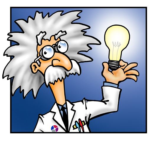 Genius Scientist with Lightbulb - Symbol of Innovation & Creativity