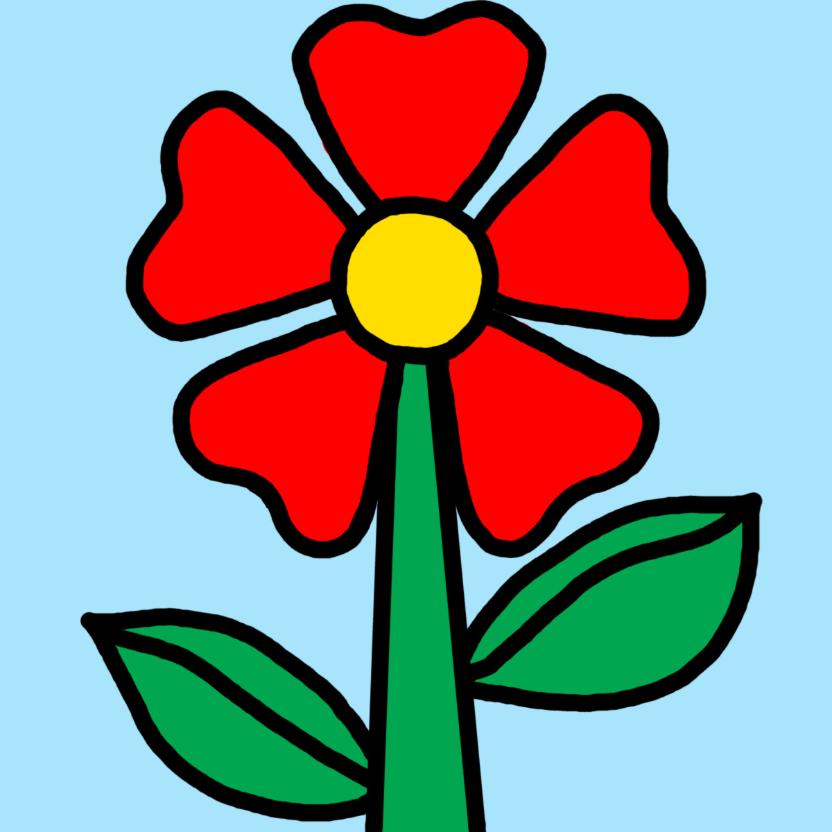 Bright Red Cartoon Flower Illustration - Free Clipart for Kids & Design