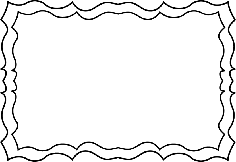 Decorative black-and-white wavy border frame with scalloped edges, ideal for scrapbooking or classroom displays.