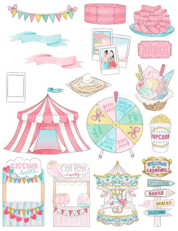 Free Carnival Clipart Set - Pastel Fairground Illustrations for Events & Design