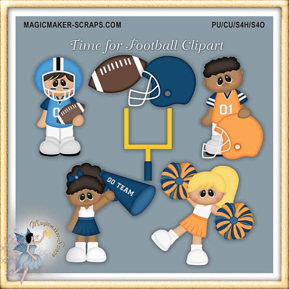 Time for Football Clipart - Diverse Sports Illustrations for Scrapbooking & Crafts