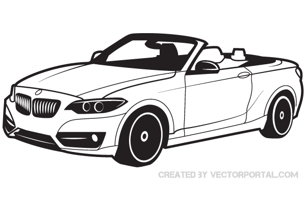 BMW Convertible Car Line Art - Free Vector Illustration