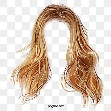 Long wavy blonde hair illustration with natural highlights and soft texture on transparent background.