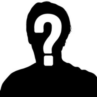 Silhouette of a person with a large white question mark over the face, symbolizing anonymity or unknown identity.