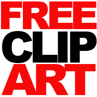 Bold red and black text reading "FREE CLIP ART" in stacked, high-contrast typography.