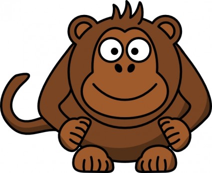 Friendly cartoon monkey sitting with a cheerful smile and large eyes.