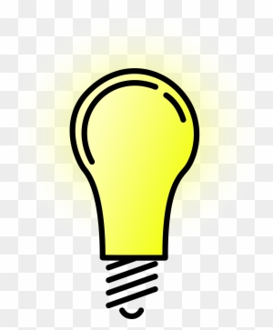 Glowing yellow lightbulb icon symbolizing ideas, innovation, or illumination on a transparent background.