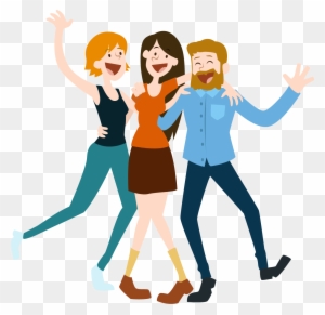 Happy Friends Dancing Together - Joyful Group Illustration