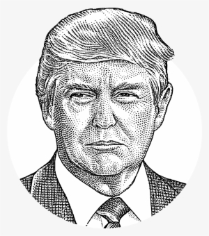 Stippled Portrait Illustration of a Public Figure in Formal Attire