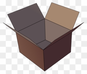 Open brown cardboard box with flaps raised, empty interior visible against transparent background.