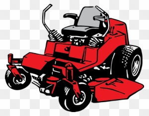 Red riding lawn mower illustration with black accents and transparent background