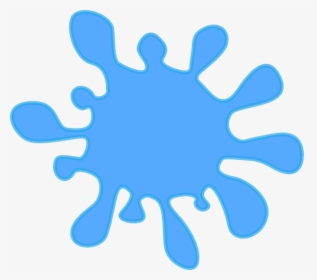 Blue liquid splash icon with irregular droplet edges on white background.