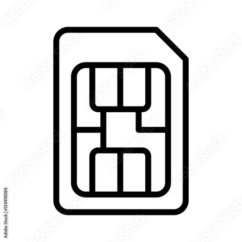 Outline icon of a standard SIM card with contact pads visible.