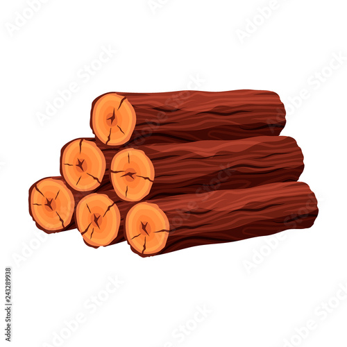 Stack of six realistic wooden logs with visible grain and cut ends, isolated on white background.