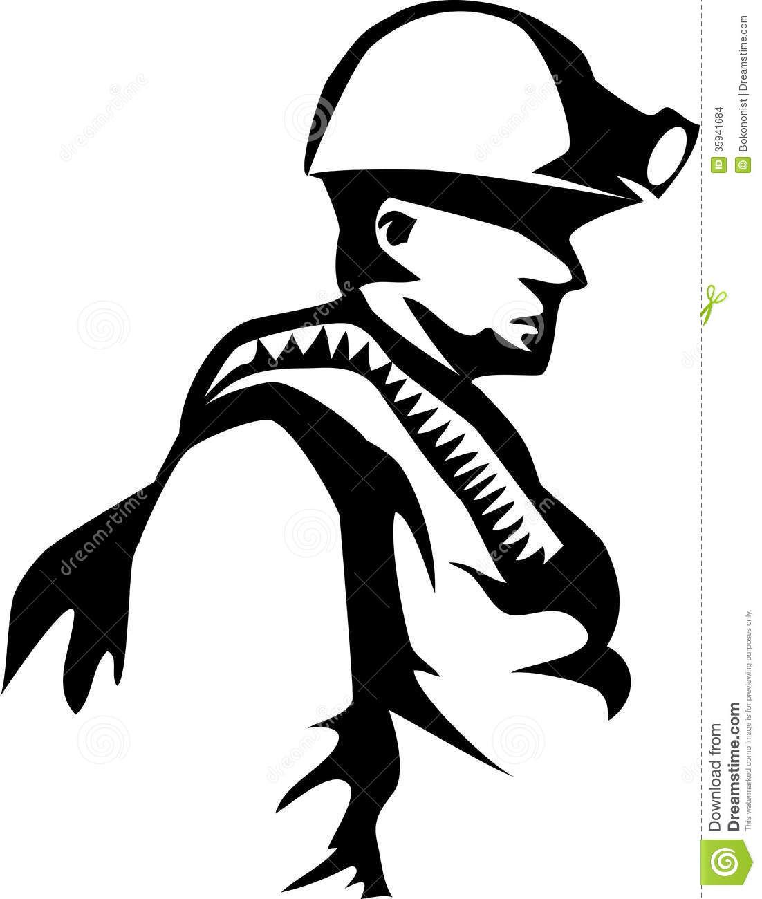 Vector Clipart, Crawling Coal Miner, Eps, Svg, Coal, Miner - Clip Art 