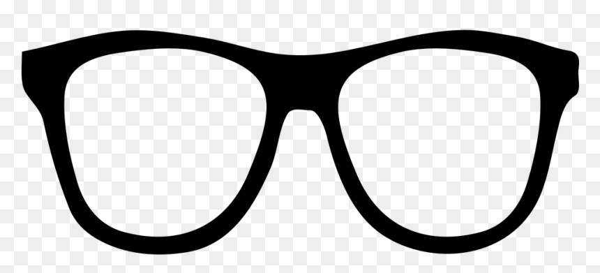Black-framed eyeglasses icon on transparent background, classic rectangular design with thick rims.