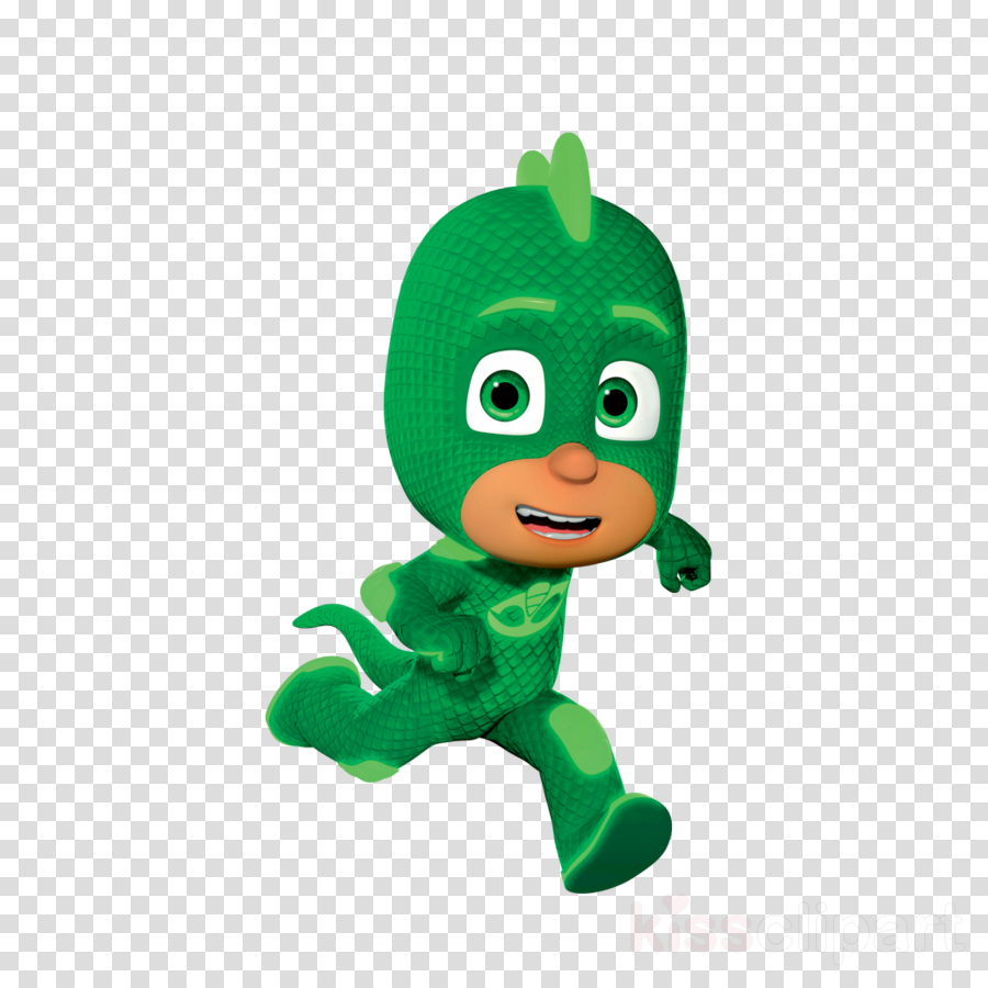 Gekko from PJ Masks in a dynamic running pose, wearing his green lizard-themed superhero suit with textured scales and leaf-like crest.