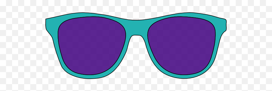 Teal-framed sunglasses with purple lenses on transparent background.