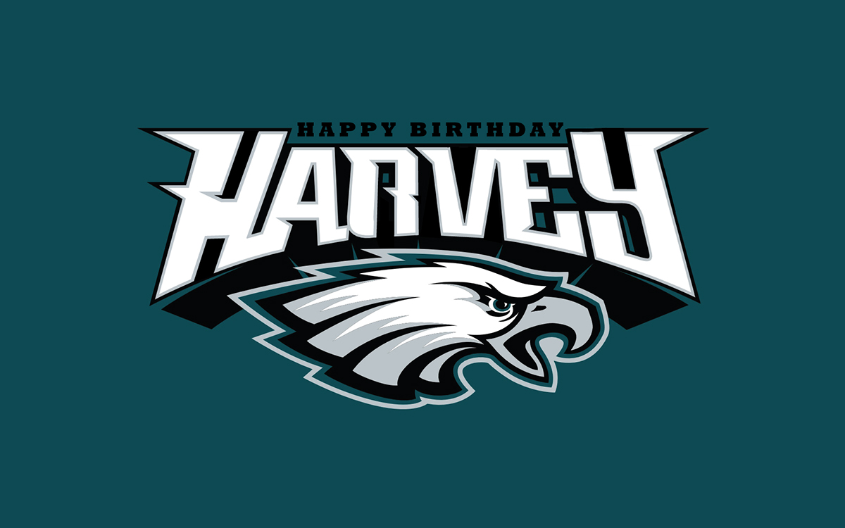 Happy Birthday Harvey - Philadelphia Eagles Fan Celebration Graphic