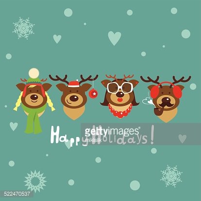 Festive Reindeer Holiday Greeting Card Design | Free Vector Illustration