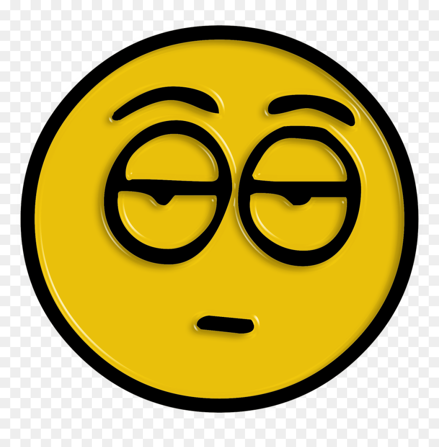 Yellow emoji with half-closed eyes and a neutral mouth, expressing mild skepticism or boredom.