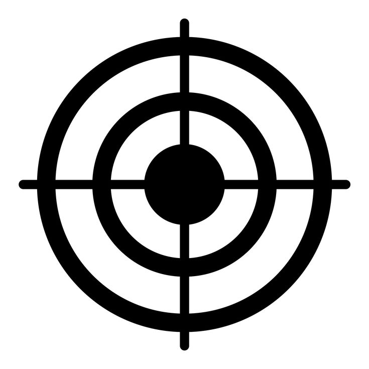 Black and white bullseye target icon with concentric circles and crosshairs, symbolizing precision or focus.