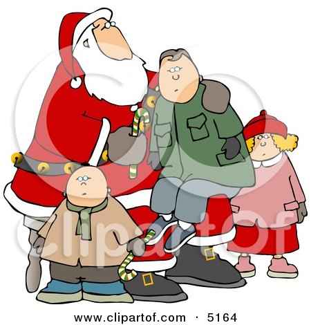 Santa Giving Candy Canes to Children - Festive Holiday Illustration