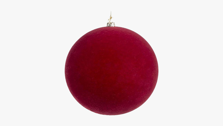 Deep red velvet-textured Christmas ornament with silver cap and hanging loop, isolated on white background.