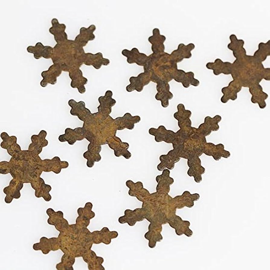 Rustic Metal Snowflake Ornaments - Vintage Holiday Decor Accents