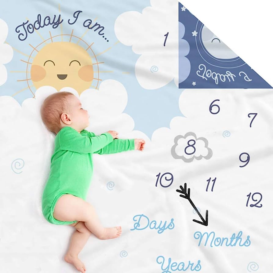 Baby Milestone Blanket - Track Growth from Day 1 to 12 Months